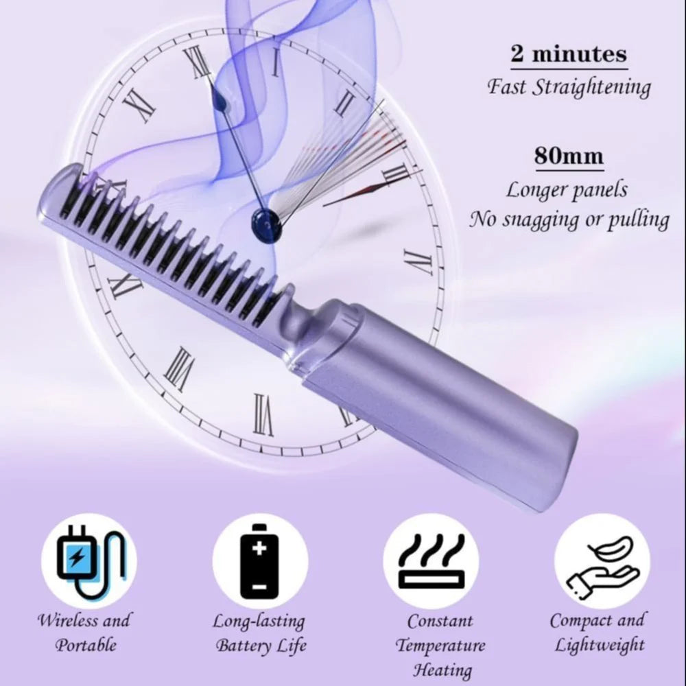 Rechargeable Hair Comb Straightener